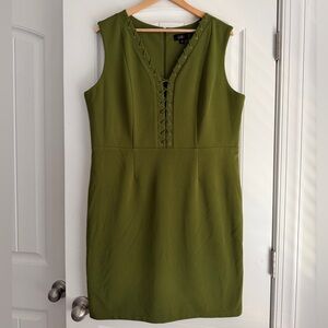 INC International Concepts Green Lace-Up Midi Dress